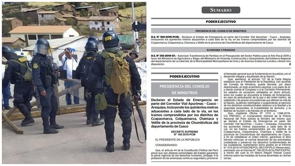 Comuneros no desbloquearán el Corredor Minero del Sur pese a Estado de Emergencia (FOTOS)